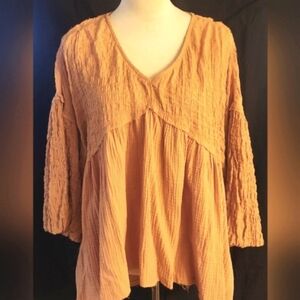 GEE GEE Tan Blouse NWOT
